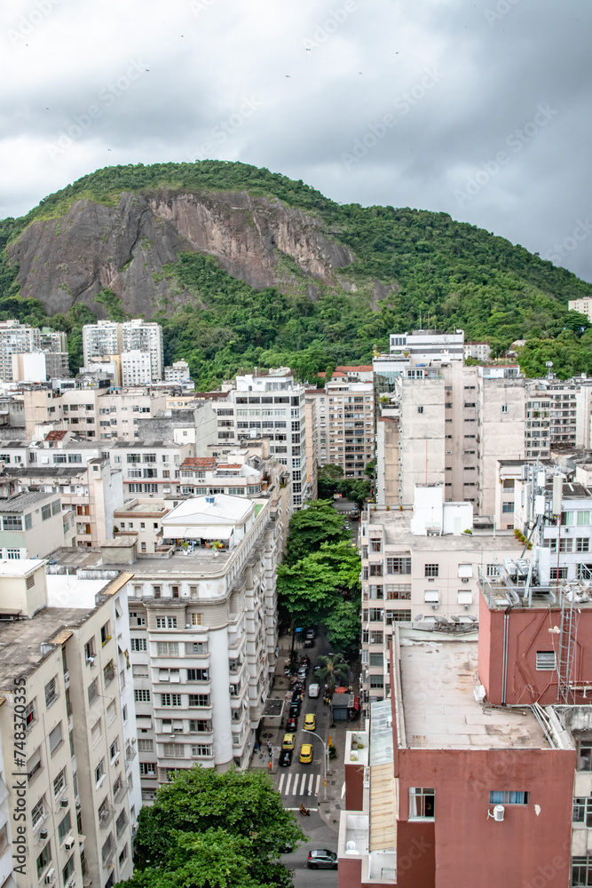 Aerial View of City Skyline and Urban Street of Rio De Janeiro Brazil