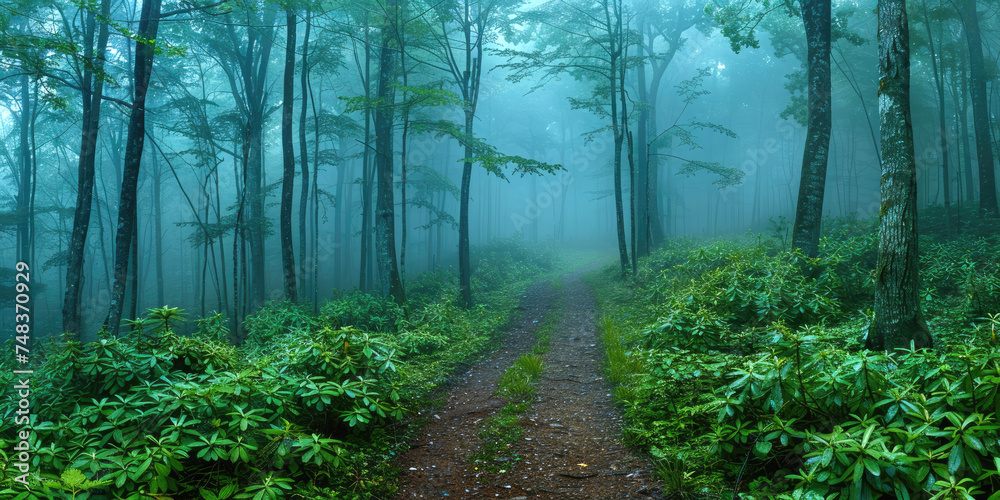 Obraz premium Foggy forest landscape