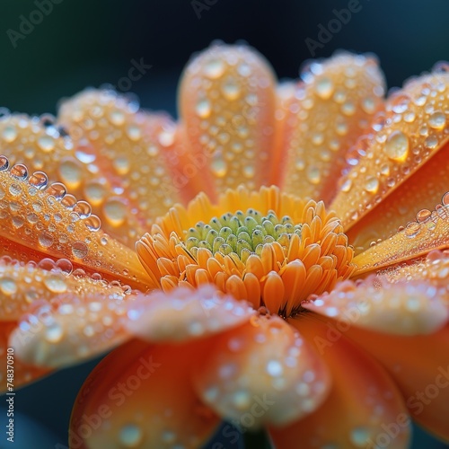 macro photo of marigold flower in outdoor wildlife