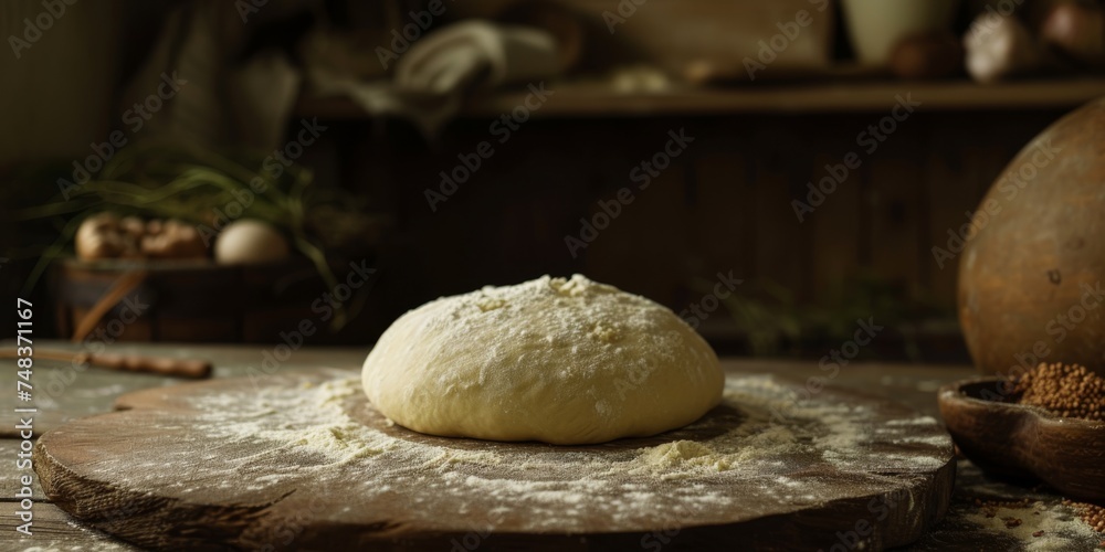 Bread dough on table with natural light