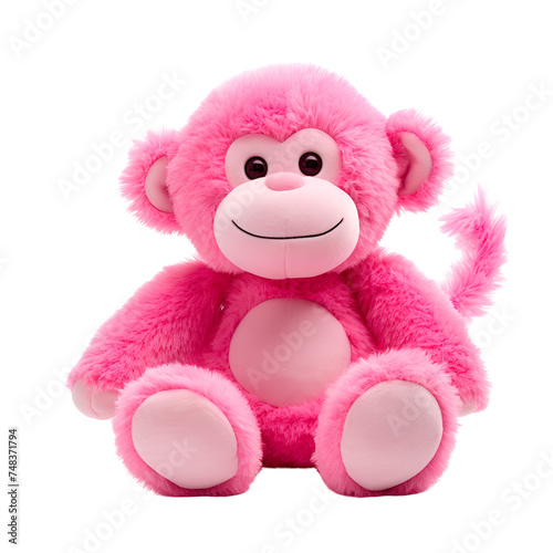 Stuffed Animal Toys: Cute Pink Monkey Plush, Isolated on Transparent Background, PNG © Only Best PNG's