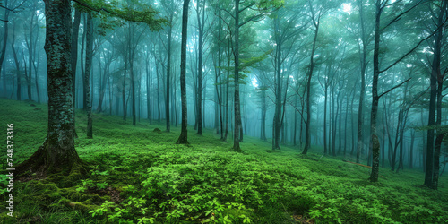Foggy forest landscape © piai