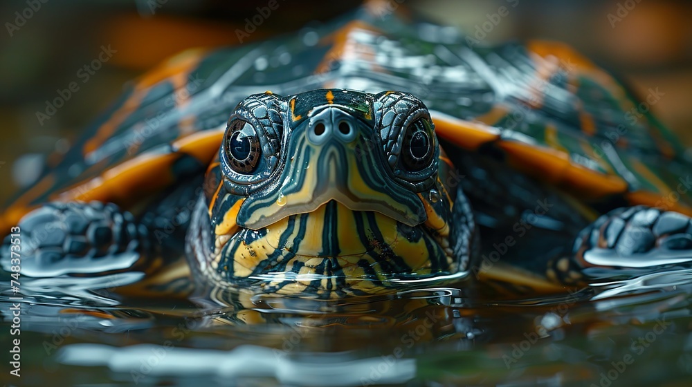Obraz premium turtle, freshwater turtle, sea turtle, swimming, nature, animal