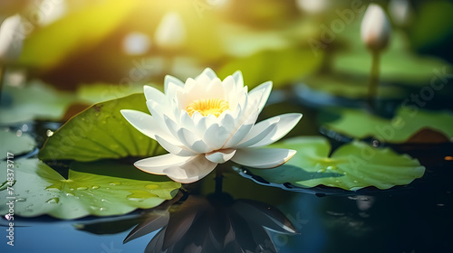 Glowing lotus in the pond