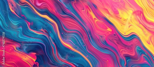 A close-up view of a vibrant and colorful liquid substance with a varied pattern and texture. The colors blend seamlessly, creating a visually striking composition perfect for design projects.