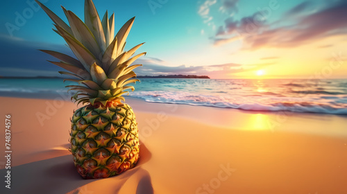 Close up of pineapple on background  healthy eating
