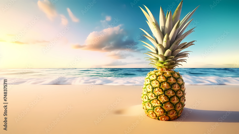 Pineapple displayed under natural sunlight Pineapple displayed under natural sunlight