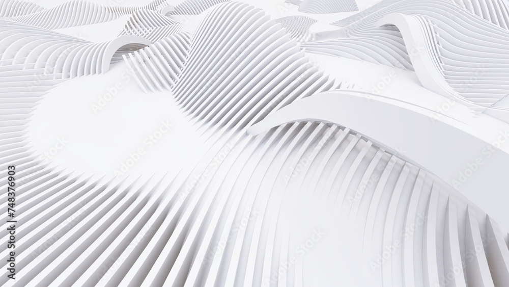 Abstract Curved Shapes. White Circular Background. Abstract Curved Shapes. White Circular Background.