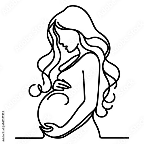 single continuous black line art drawing linear art medicine health care pregnancy healthy with pregnant food doodle vector illustration
