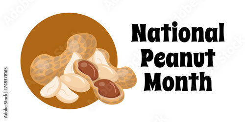 National Peanut Month, simple horizontal food product poster or banner design