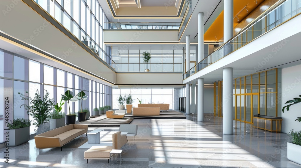 Modern hall interior. Minimalism, organic nature light. Modern hall interior. Minimalism, organic nature light.
