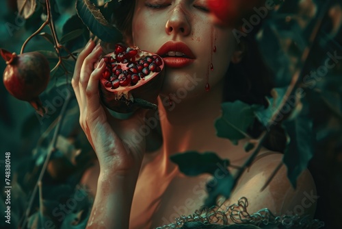 Persephone's Fateful Bite: Delving into the Myth of the Greek Goddess Consuming the Pomegranate Seeds, Binding Her to the Underworld and Shaping the Seasons.