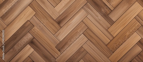 The close-up view shows a seamless wood parquet texture in a herringbone pattern, featuring light brown tones. The intricate details of the wood grain are clearly visible, © Lasvu