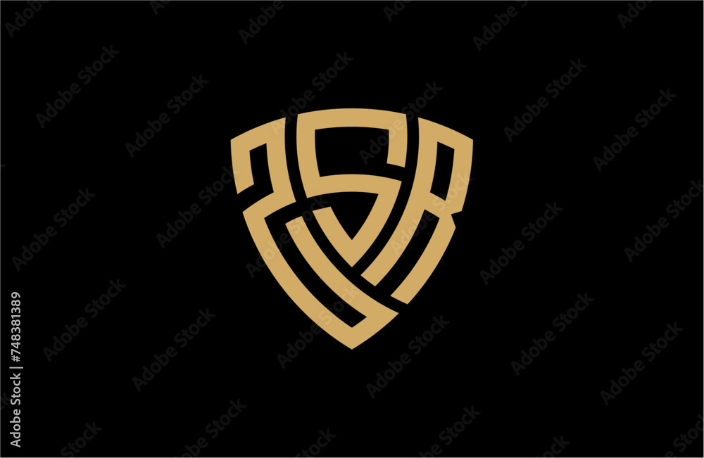 Naklejka premium ZSR creative letter shield logo design vector icon illustration