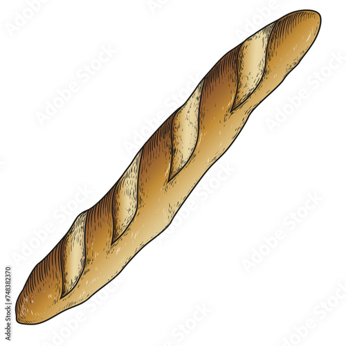 Baguette. 
Archivo de vectores con color degradado. Textura de líneas en capa aparte por si no se quiere usar.