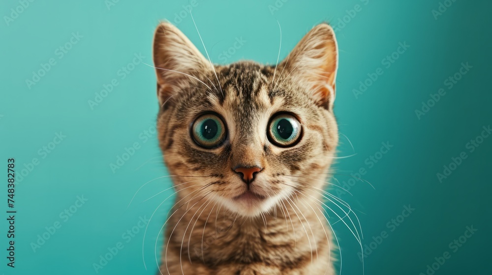 crazy and surprised cat generative ai - obrazy, fototapety, plakaty 