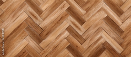 A seamless wood parquet featuring a chevron pattern in light brown tones. The intricate design creates a stylish and sophisticated look for any room.