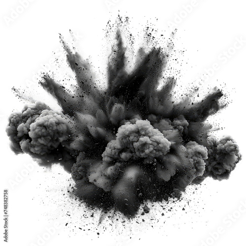 black powder explosion burst isolated on transparent background, element remove background, element for design