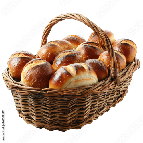 breads in basket isolated on transparent background, element remove background, element for design