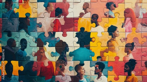 Diverse puzzle of multiracial people generative ai