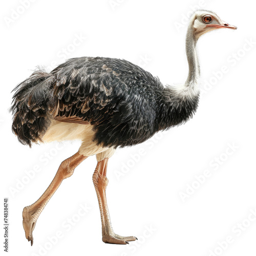 ostrich walking isolated on transparent background, element remove background, element for design