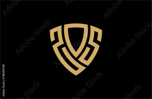ZOS creative letter shield logo design vector icon illustration