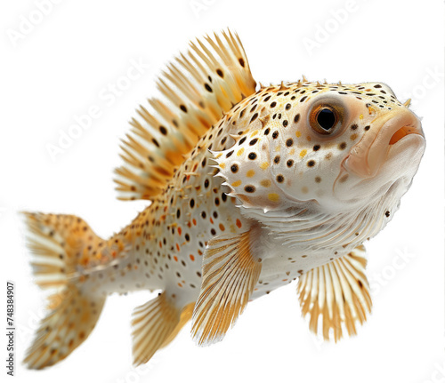 puffer fish sideview isolated on transparent background, element remove background, element for design