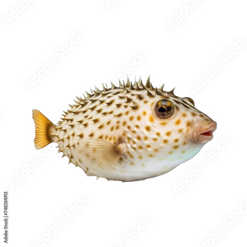 puffer fish sideview isolated on transparent background, element remove background, element for design