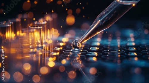 Wallpaper Mural Droplet of DNA sample through pipette over research data generative ai Torontodigital.ca