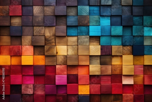 Patterned Multi color wooden. Decor wall. Generate Ai
