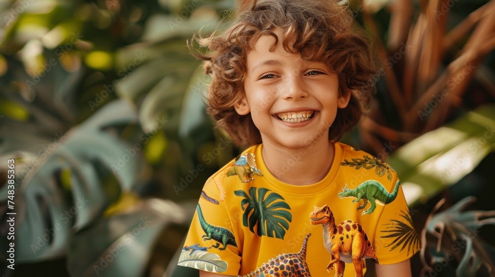 smiling boy with colorful shirt in a daycare or day school smiling boy with colorful shirt in a daycare or day school