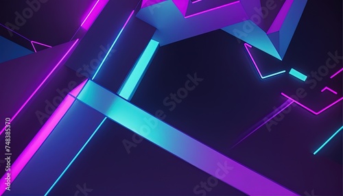 Wallpaper Mural Neon colors computer geometric cube abstract wallpaper background cyberpunk style Torontodigital.ca