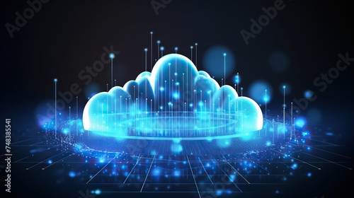 cloud hologram, data storage. Smart digital transformation concept .global trend technology in the new information era.