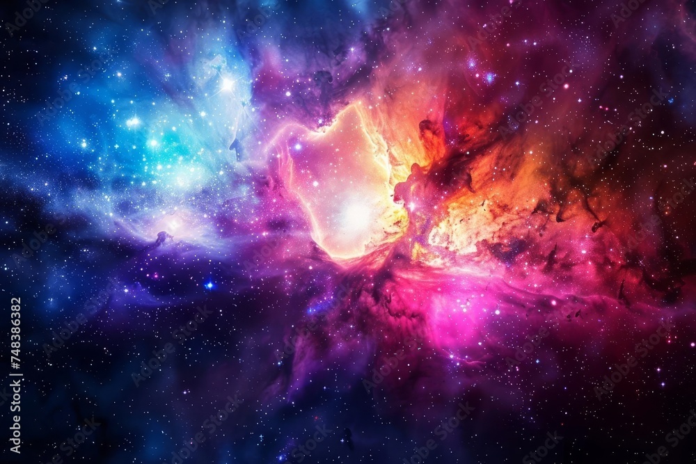 Colorful space nebula and galaxy cloud Capturing the vast and mysterious beauty of the cosmos. this image is perfect for science Astronomy And exploration themes - obrazy, fototapety, plakaty 