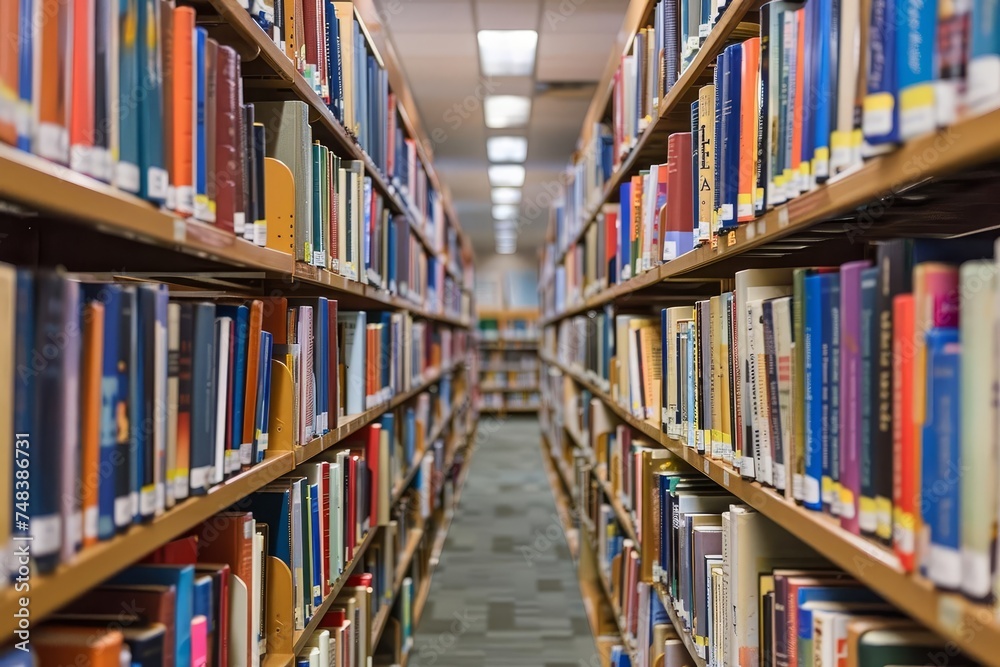 Library shelves densely packed with books Library shelves densely packed with books