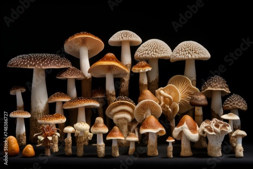Earthy Mushroom different illustration. Fungus natural. Generate Ai