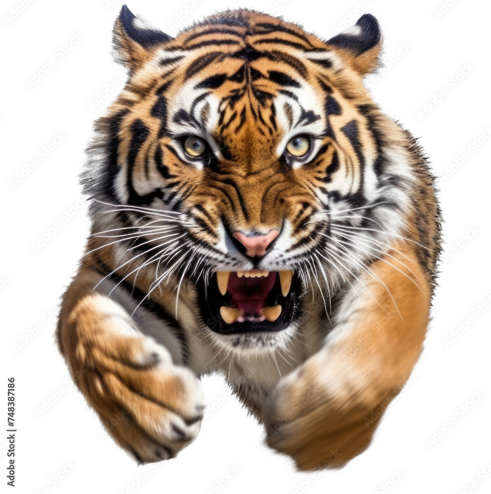Tiger runing isolated on transparent background, element remove background, element for design