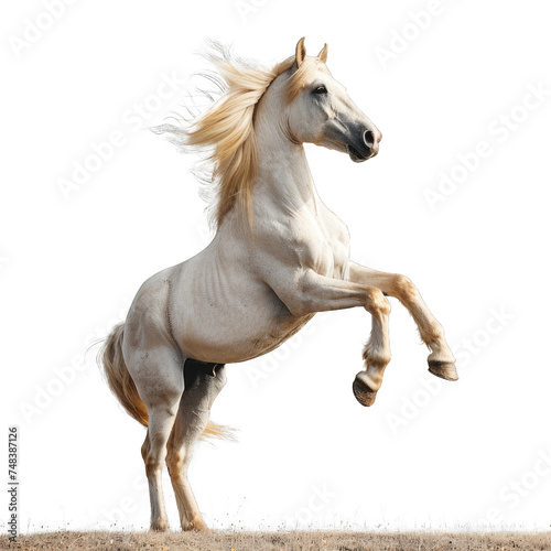 The horse stands on its hind legs isolated on transparent background, element remove background, element for design