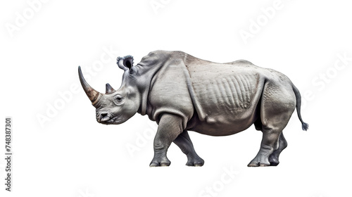 white rhinoceros is standing isolated on transparent background, element remove background, element for design