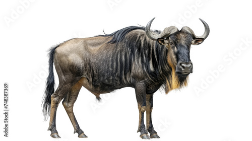 wildebeest standing isolated on transparent background, element remove background, element for design photo