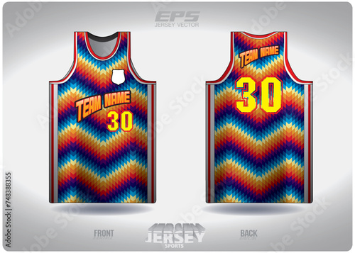 EPS jersey sports shirt vector.rainbow wavy pattern design, illustration, textile background for basketball shirt sports t-shirt, basketball jersey shirt.eps