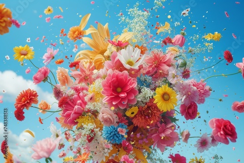 Fototapeta Naklejka Na Ścianę i Meble -  Colorful flowers create a vivid floral explosion design full of bright, expressive patterns

