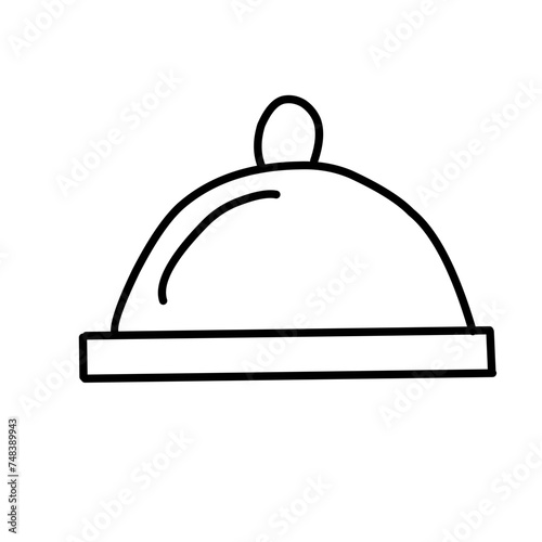 Restaurant cloche line icon
