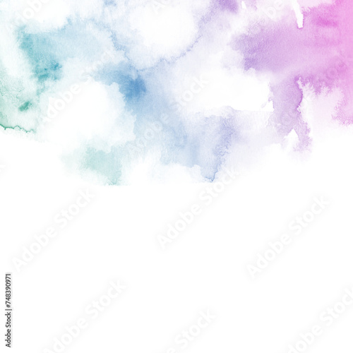 正方形のブルーやピンクのグラデーションの水彩背景イラスト