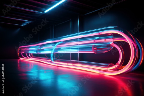 Electric Neon tube. Futuristic design color. Generate Ai
