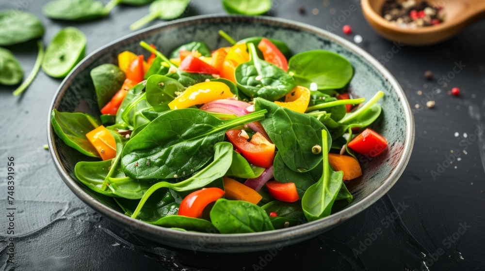 Healthy spinach and vegetable salad generative ai