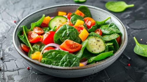 Healthy spinach and vegetable salad generative ai