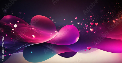 high quality, Abstract dark gradient background with hearts shape bokeh