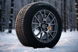 Reliable New car winter tire. Drive wheel winter sport snow. Generate Ai