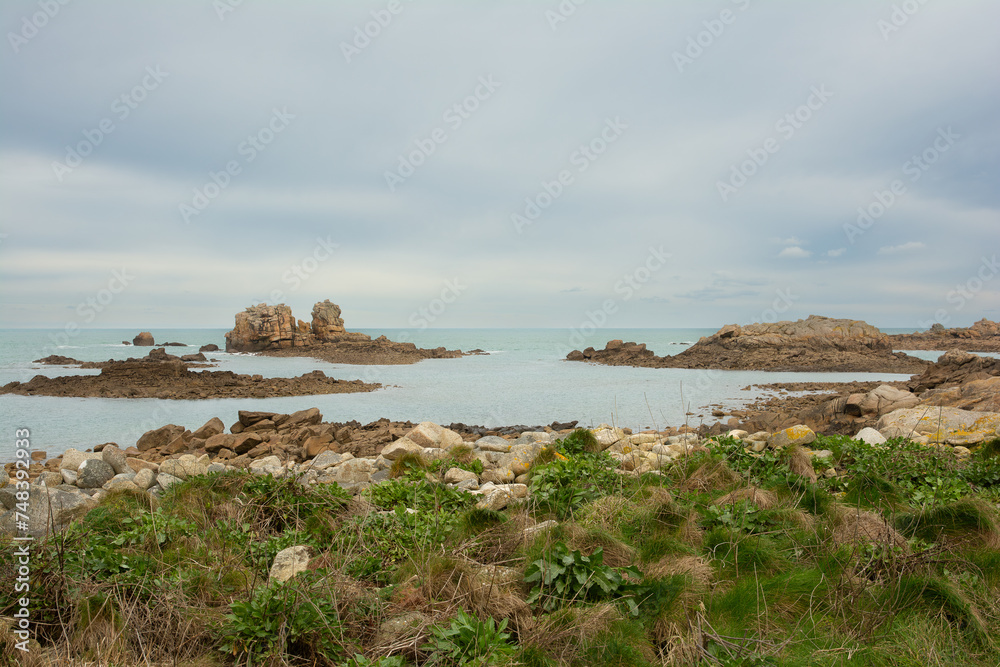 Joli paysage de mer en hiver à Port-Blanc Penvénan - Bretagne